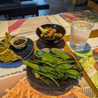 Vegetable gyozas, bang bang cauliflower, wok fried greens at Wagamama - Leopold Sq in Sheffield