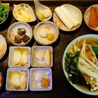 This is what hot pot looks like before you put it in the pot. Most tables are especially constructed with their own hot pot in the middle.  at Wutai Yun in Beijing