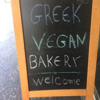 Sign at Greek Vegan Bakery in Newtown