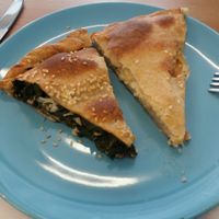 spinach in pastry. three cheeses at Greek Vegan Bakery in Newtown