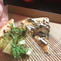 Two types of vegan pizza. Both amazing  at Crust Gourmet Pizza Bar  in Albury