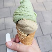 Matcha (coconut base), pistachio. at StikkiNikki - Mariatorget in Stockholm