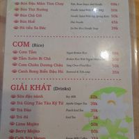Menu at Chay Nha Toi in Ho Chi Minh City