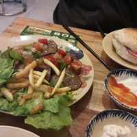 French fries and mock meat at Chay Nha Toi in Ho Chi Minh City