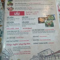 Menu at Chay Nha Toi in Ho Chi Minh City