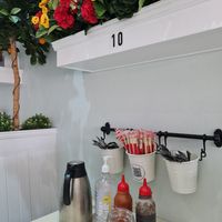 One of the dining booths at Loving Hut in Cabramatta