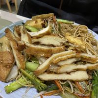 Yellow Noodles with Mocks. at Loving Hut in Cabramatta