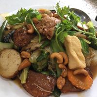 mushroom, tofu, vegetable stir fry at Loving Hut in Cabramatta