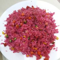 Beetroot rice at Loving Hut in Cabramatta