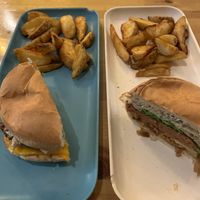 Burger and friess  at Hank Cuisine Végétale in Lyon