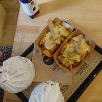 Burgers and cheese fries!  at Hank Cuisine Végétale in Lyon