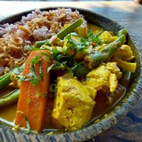 Tofu curry at Vegan Soul Kitchen in Penida Island