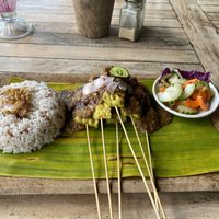 the food! (tempeh satay)  at Vegan Soul Kitchen in Penida Island