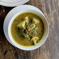 Coconut tofu curry  at Vegan Soul Kitchen in Penida Island