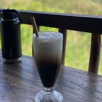 Iced coffee with coconut milk  at Vegan Soul Kitchen in Penida Island