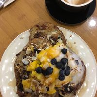 French Toast with mango and coconut and Coffee  at Graze in Shanghai