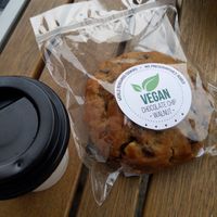 Macchiato and cookie at Terra Cafe in Easton