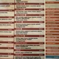 Menu, many options   at Terra Cafe in Easton