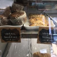 Vegan muffins and scones. They normally also have vegan tamales in the case at Terra Cafe in Easton
