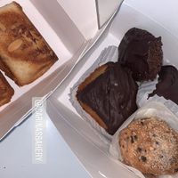 mocha brownie, muffin, thin mint cookie, and almond cakes at Carina's Bakery in Beaverton
