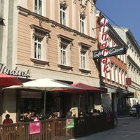 Some limited seating outside during fine weather.  at Konditorei Jindrak in Linz