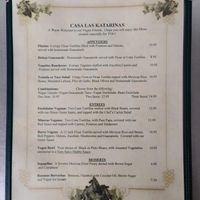 Vegan Menu at Casa Las Katarinas in Grass Valley