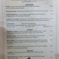 Their vegan menu  at Casa Las Katarinas in Grass Valley