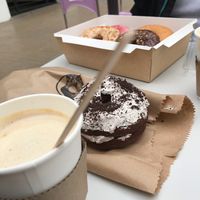 Oreo Donut (2$), Cappuccino and box of four  at Donut Corp - Nueva Los Leones in Santiago
