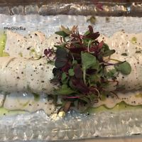 Raw cannelloni filled with mushrooms, walnuts and sundried tomato sauce at Bon Lloc in Mallorca