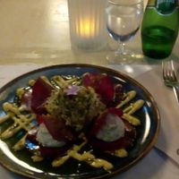 Beetroot ravoli at Bon Lloc in Mallorca