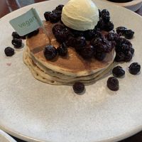 Blueberry pancakes. Nice but again they didn’t give us ice cream until we asked for it   at The Pancake Parlour in Mill Park