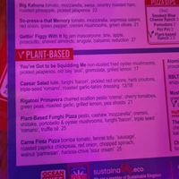 Plant based section of the menu at Atomica in Kingston