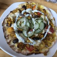 Cauliflower shawarma pizza with cashew mozza at Atomica in Kingston