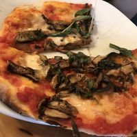 Margerhitta Pizza w mushroom bacon  at Atomica in Kingston