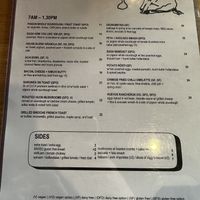 The menu- Feb 2025  at Room For A Pony in North Hobart