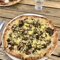 Fun Guy (ie. mushroom lol) pizza made vegan  at Room For A Pony in North Hobart