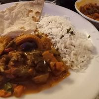 Curry, rice and roti at Flavours by Kumar in Ramsgate
