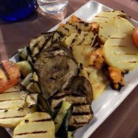 Vegan starter grilled vegetables and fruit at Il Bistrot in Perugia