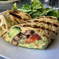Veggie hummus wrap with added portobello at Market Table in Hanover