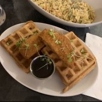 Vegan chicken and waffles   at The Vegan Hippie Chick in Welland