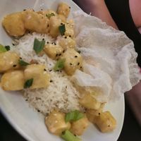 Bang bang tofu and rice at The Vegan Hippie Chick in Welland