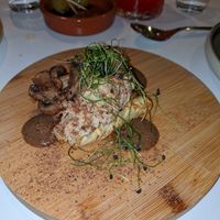 Roast celeriac with mushrooms and burnt onion powder at South Street Kitchen in Sheffield