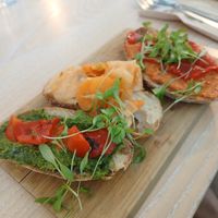 Pepper, pesto & fermented vegetables on toast at South Street Kitchen in Sheffield