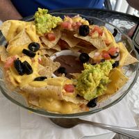 Loaded vegan nachos at Martha's Cafe Belize in Belize City