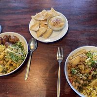 2 medium plates with mezza bowl on the side   at Big Fig in Wanaka