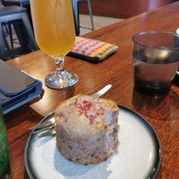 Kombucha and muffin at Big Fig in Wanaka