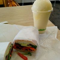 grilled vegan (I hope the bread is vegan) panini and Tropics smoothie at The Green Room in Devonport