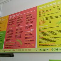 menu at The Green Room in Devonport