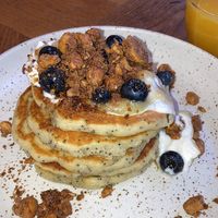 Lemon Poppy Pancakes - perfectly fluffy , not too sweet!   at Karibu Cafe in Utrecht