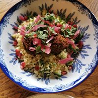 Eggplant Falafel & tabouleh at Karibu Cafe in Utrecht
